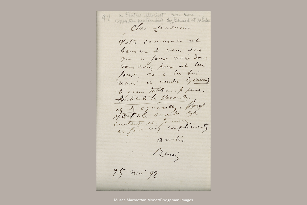 Renoir, Lettera a Morisot (1892) - Ispirazione progettuale -