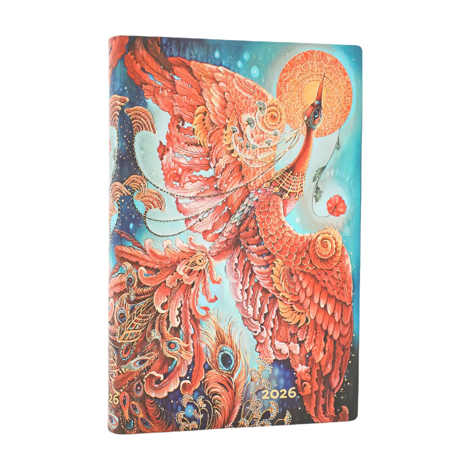 Paperblanks | 2026 Himmelsvogel | Glücksvögel | 12-Monatskalender Flexi | Midi | Horizontal | Elastikband-Verschluss | 176 Pg | 100 GSM